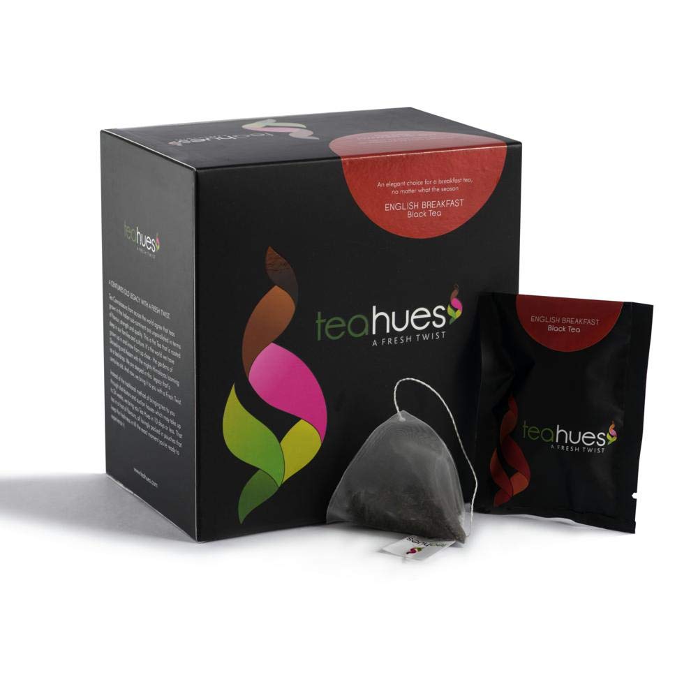 Teahues English Breakfast Black Tea, 16 Tea Bags with 1 Free Exotic Sample | Immunity Booster Tea | 100% Natural Whole Leaf Pyramid Tea Bags | Morning Black Tea| Nitrogen Flushed Sealed Tea Bags (B07HP8978L) Amazon Price History, Amazon Price Tracker
