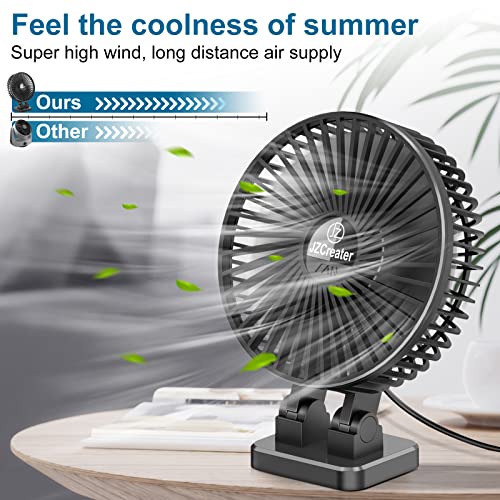 Jzcreater Usb Desk Fan, Mini Fan Portable, 3 Speeds Desktop Table Cooling Fan, Plug In Power Fan, Rotation Strong Wind, Quiet Personal Small Fan For Home Desktop Office Travel, 5Inch, Black #TOP4