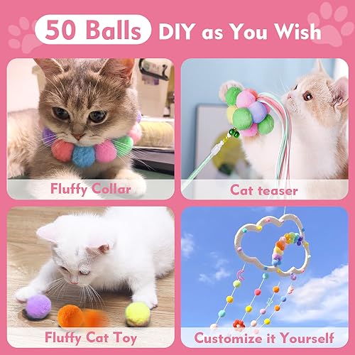 Cat Ball Launcher Toy Gun with 50 Pcs Pom Pom Balls, Cute Indoor Interactive Toys for Kitten Self Play, Ball Shooter for Training and Playing - Image 5