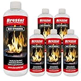 Llama natural 6 x 1000 ml (7574.6) – bioalcohol para lámparas de bioetanol etanol, combustible para chimeneas de mesa, chimeneas, barbacoas y chimeneas, sin olores y sin dejar residuos