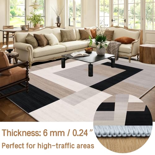 Tapis de sol moderne géométrique 60x90 lavable antidérapant intérieur