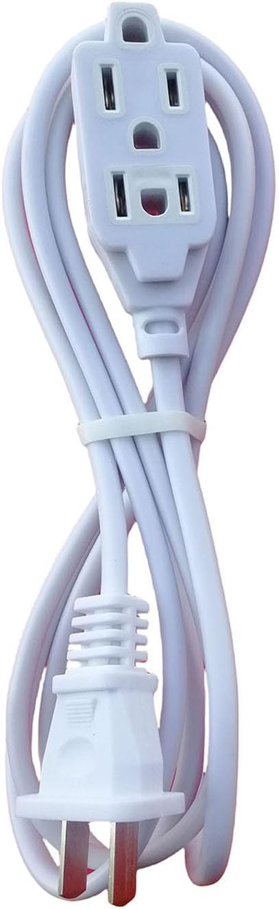 Power Strip,2 Prong Flat pin Plug in,use for Bulb,TV,Hair Dryer,Phone Charger,Fan, Drill,lamp,Office,Household,Travel,16 Gauge,1.8 kilowatts,3ft,6ft,9ft,12ft,Extension Cord Socket,White (3Ft(0.9M))