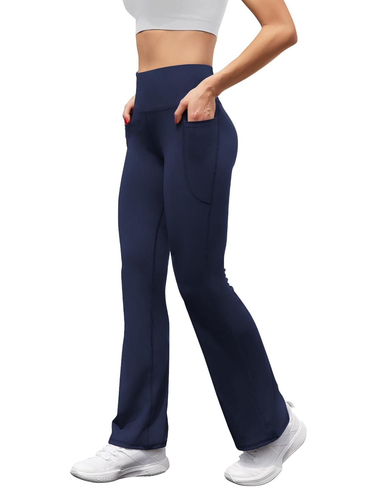 Glacspyg Yoga Pantalons Femmes avecPoches Casual Jogging Taille Haute de Survêtement Stretch Wide Patch Jazz Pantalons