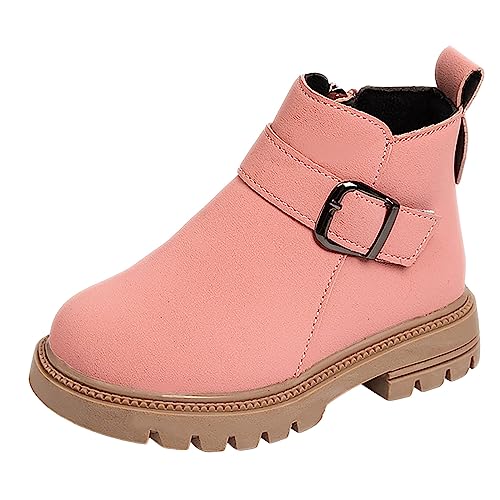 IWIHMIV Girls Short Boots Fashion Non Slip Ankle Booties Soft Sole Comfortable Winter Shoes with Zipper for Toddler