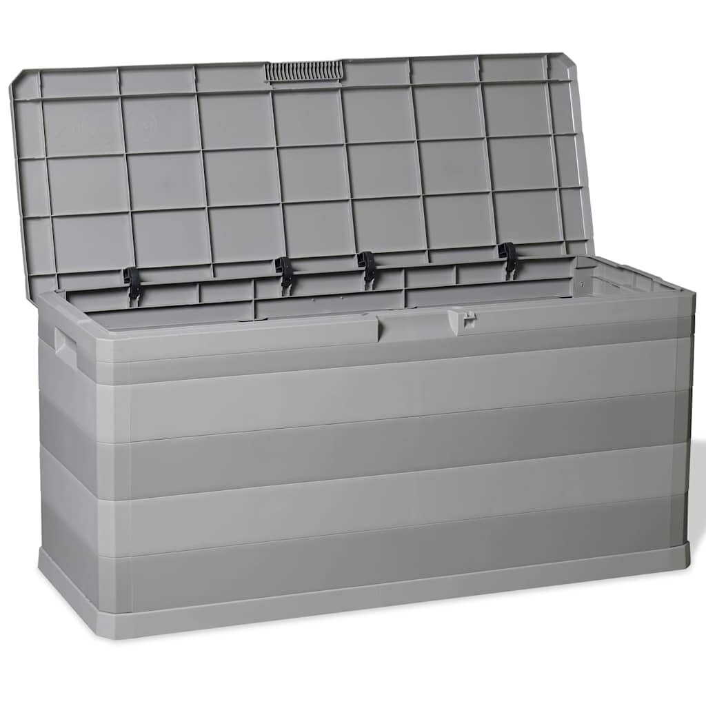 Gartenbox Grau 117×45×56 cm Polypropylen Auflagenbox mit Deckel 280 L Fassungsvermögen abschließbar wetterfest für Balkon Terrasse Outdoor Sitzbank Stauraum und Schutz