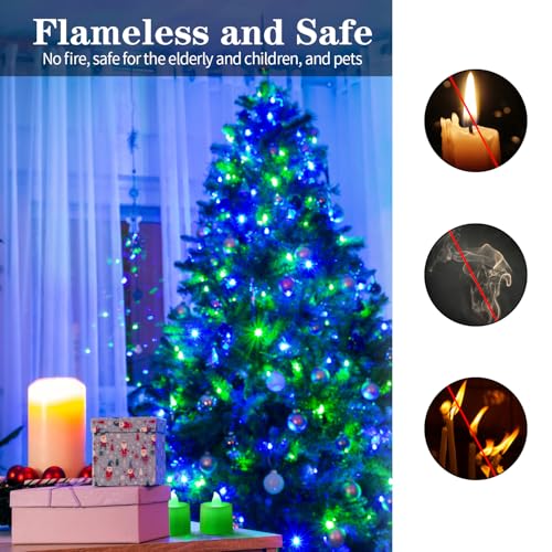 Image of KOABY 25 Pack Flameless Votive Candles, Last 8H+, Green Light, No Timer No Flickering