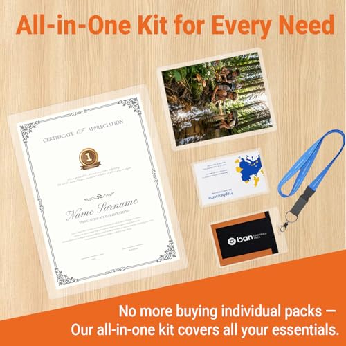 Image of Binditek 5 Mil Laminating Sheets, Assorted Sizes, Clear Glossy, 200 Pack