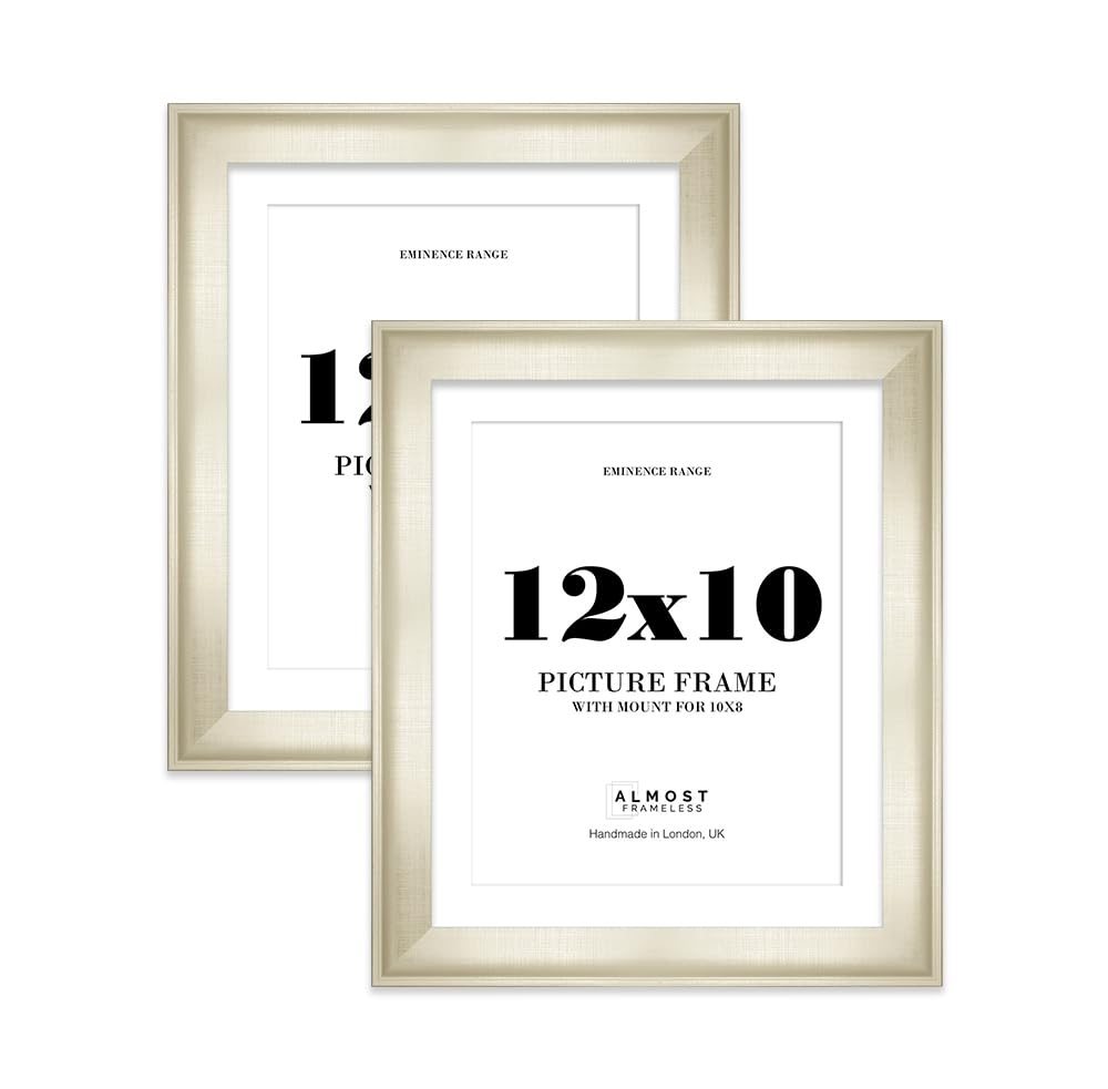 12x10" Silver Picture Frame with 10x8" Mount - Shabby Chic Photo Frame with Distressed Finish, Wall Hooks and Kickstand, 32mm Edge - 2 Pack