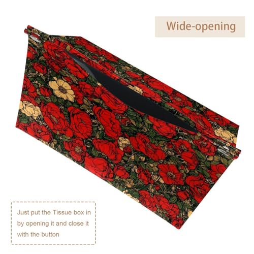 Boîte à mouchoirs hôtel et restaurant en papier lot de 2 distributeurs roses rouges - 6