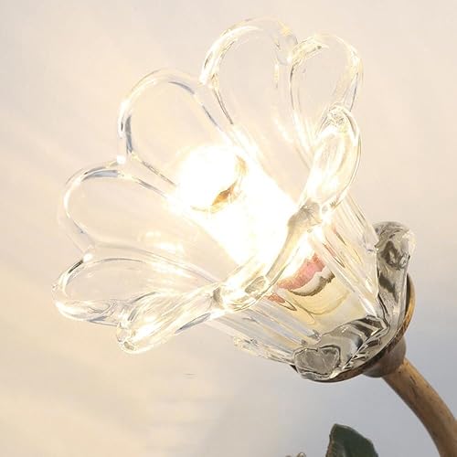 Miniatura 3 de Vintage Floral Flower Wall Sconce with Glass Fluted Shade 2 Lights Farmhouse Hallway Bedroom Living Room Wall Mounted Lamp E12E14 Base(2 Lights)