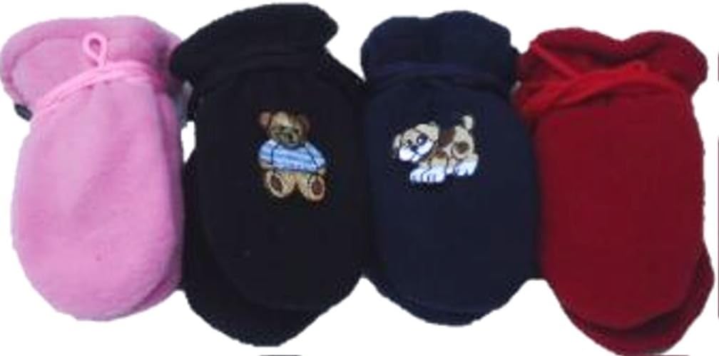 Set of Four Fleece Microfiber Mitten for Infants Ages 3-2 Months