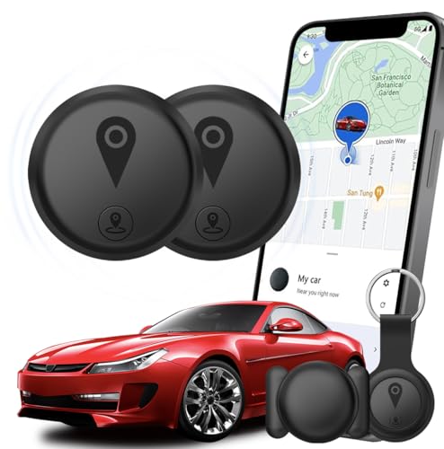 Tracking Devices for Cars Hidden, 2 Pack GPS Tracker for Vehicles Mini Portable GPS Tracker for Cars Splashproof for iOS Find My (iOS Only), No Monthly Fee Subscription No SIM Card Required-Black