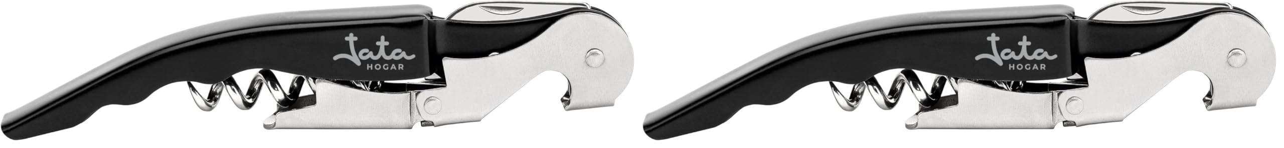 Jata HVIN2202 - Abridor de Vino, Sacacorchos de Palanca con doble impulso articulado, Incluye navaja cortacápsulas y abridor de tapones, De acero inoxidable, ABS (Paquete de 2) con descuento