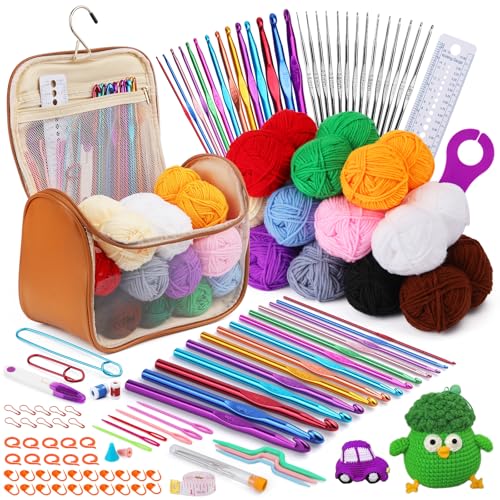 MASPHY 107 Stück Häkelset für Anfänger, komplettes Häkel-Set mit...