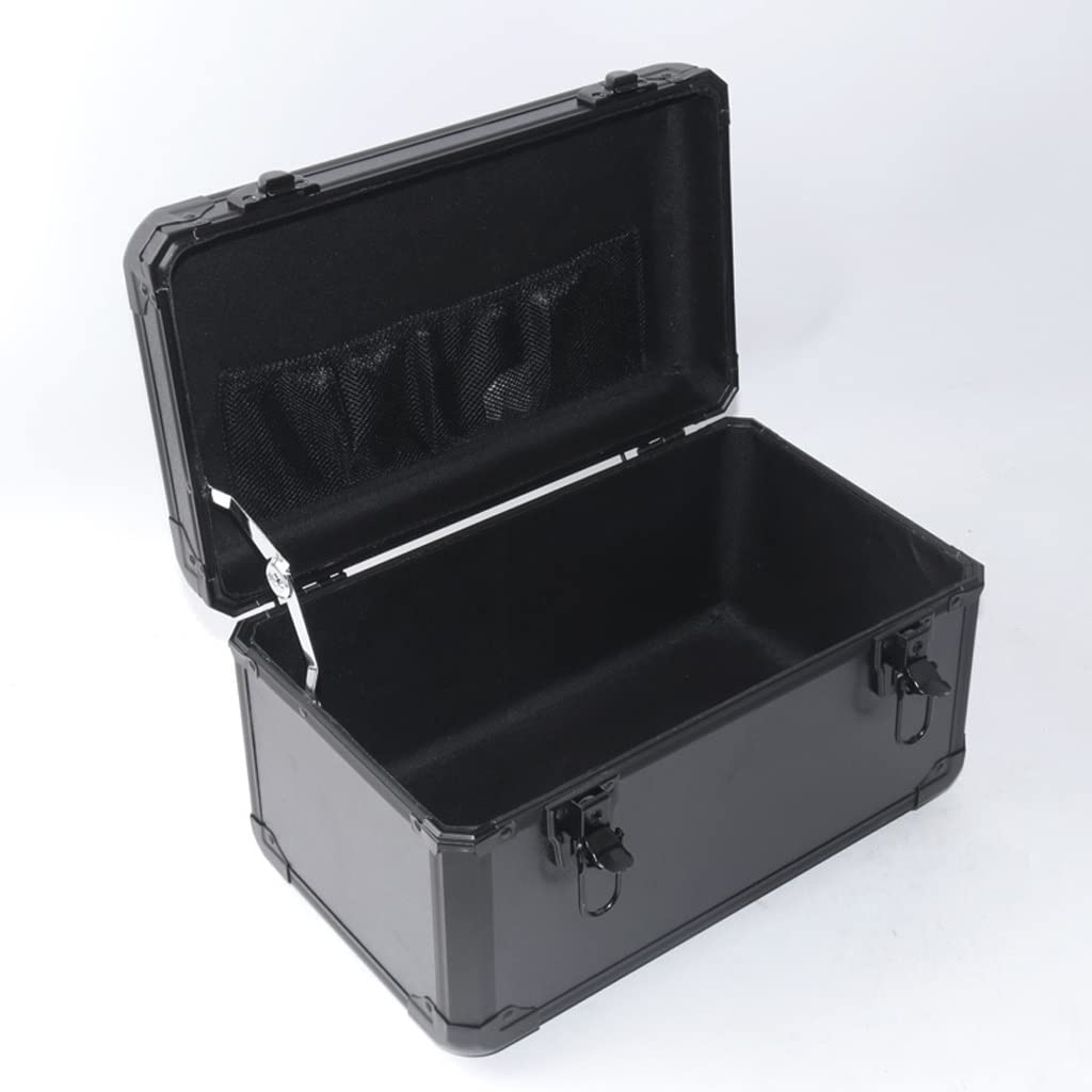 GLETSF Portable Aluminum Tool Box Safety Equipment Tool Box Instrument Box Storage Suitcase Impact Resistant Case With Sponge 37 * 22 * 21Cm-Black Empty Box