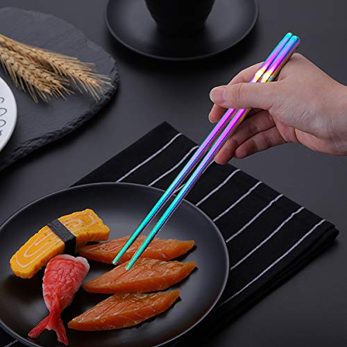 Rainbow Travel flatware set with Case Stainless Steel silverware Tableware Set,Include Knife/Fork/Spoon/Straw (Portable RB 2set)
