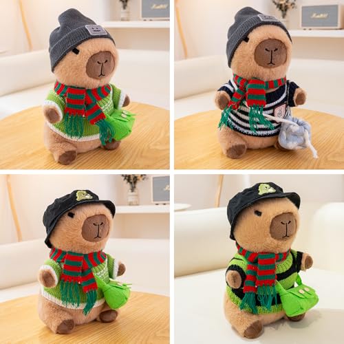 Image of Capybara Plush for Boys Girls Birthday Dress Up Cute Plushies,10 Pcs Set,9 Clothes and Accessories Kawaii Stuffed Animal Plushie Toy, Soft Peluche Doll for Kids 10.2 in
