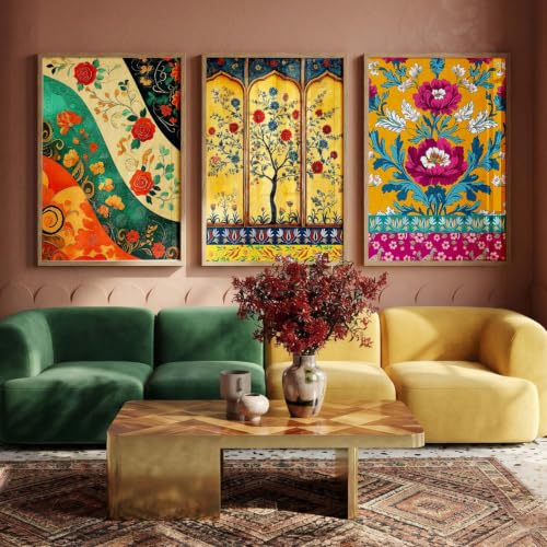 Image of kotart Madhubani Wall Decoration | Madhubani Art Painting With Frame For Living Room Bed Room Hotel Wall Decor Digital Reprint Set of 3 (20x30 Inch)