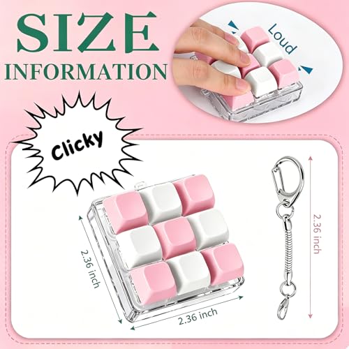 Image of Keyboard Fidget Toy, Four Key Mechanical Style Keychain with Snake Chain, Stress Relief Gadget for Office Workers and Students, Portable Anxiety Relief Tool for Commuting and Gaming