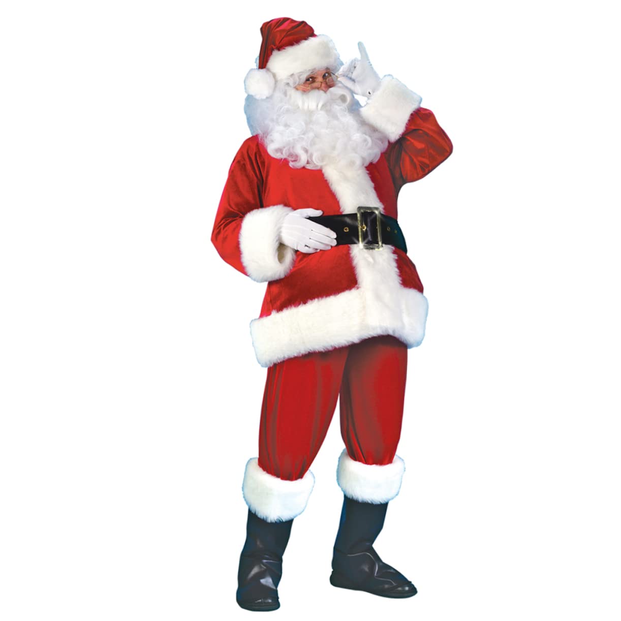 Didiseaon 7Pcs Xl Creative Santa Claus Costume for Festival Fun Includes Hat Beard Top Pants Belt Gloves Boot Covers for Christmas Party Activities