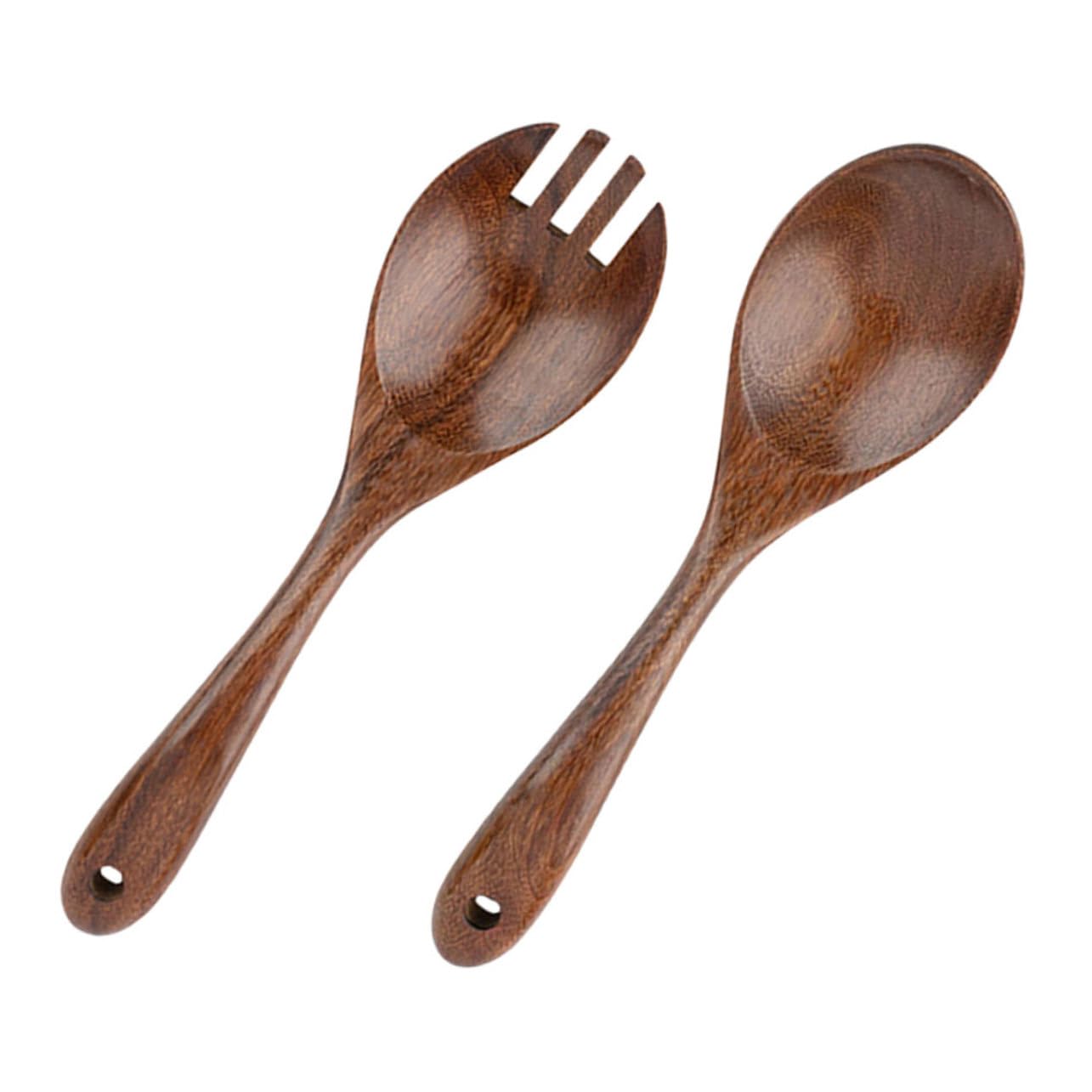 LIFKOME Holzlöffel Und Gabel Zum Servieren Salatbesteck Aus Holz Salatlöffel Holzgabeln Küchen-kochutensilien Mischen Und Kochen Haushaltswaren Wohnaccessoires