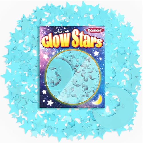 Image of Oomloid 201 Pcs Glow in The Dark Stars Stickers for Ceiling, Toddler Stocking Stuffers Wall Room Decor Gifts, Luminous 3D Glowing Stars Easter Basket Stuffers for Kids Boys Girls - Blue