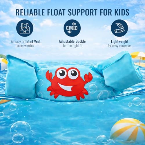 Image of Slovic Swimming Arm Float Rings for Kids [2 to 6 Yrs Old] | Inflated Vest & Arm Ring for Kids with Adjustable Buckle | Swimming Tube for Kid | Water Wings for Kid Girls & Boys Ideal for Pool & Beach