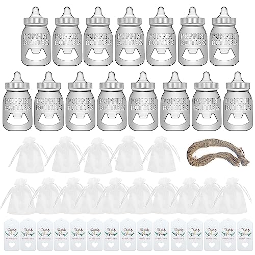 ulafbwur Apribottiglie a forma di biberon, set da 15 pezzi, carino, con biglietto da appendere, perfetto come regalo di ritorno per feste in doccia, regalo di ritorno