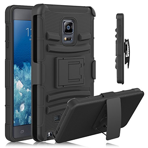 Note Edge Case, HengTech (TM) [Heavy Duty] Armor Holster Defender Full Body Protective Hybrid Case Cover with Kickstand & Belt Swivel Clip for Samsung Galaxy Note Edge (Black)