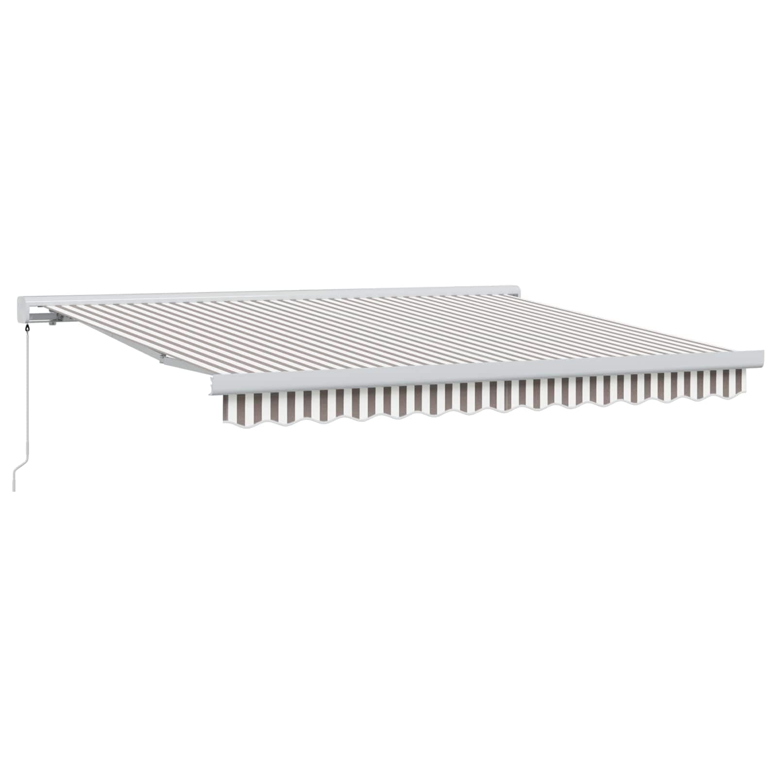 Tenda retrattile Grigio Chiaro Bianco 350 x 250 cm | Tela Poliestere Rivestimento PU, Costruzione Alluminio, Manuale, Per Giardino Terrazza