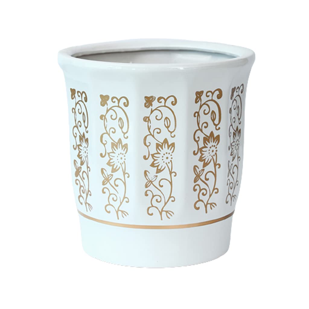 Vasi da Giardino Fioriere in Ceramica a rombo, Vaso per Piante da Interno Moderno da 10/13/15 Pollici con Foro di drenaggio e Vassoio, Motivo Platino