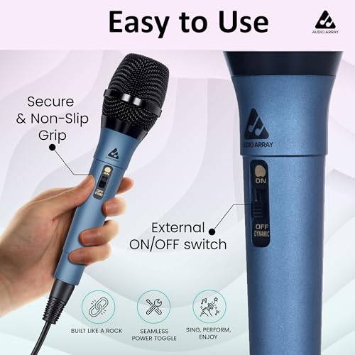 Image of Audio Array Dynamic XLR to TRS Microphone | 24Bit /48kHz | Cardioid Pickup | Metal Body & 14mm Diaphragm 3M Cable | for Podcast, Streaming, Vocal Recording & Studio Use | AM-C49