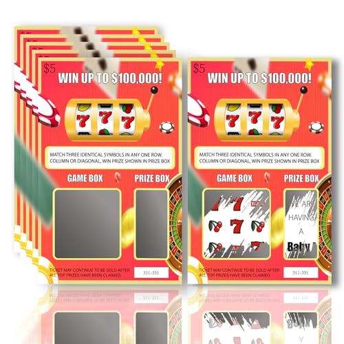 Image of Lucky Pregnancy Announcement Fake Scratch Off Cards, 4x6 Fun Creative Fake Lottery Tickets for Baby Announcement to Grandparents Future Dad or Friends 10PCS