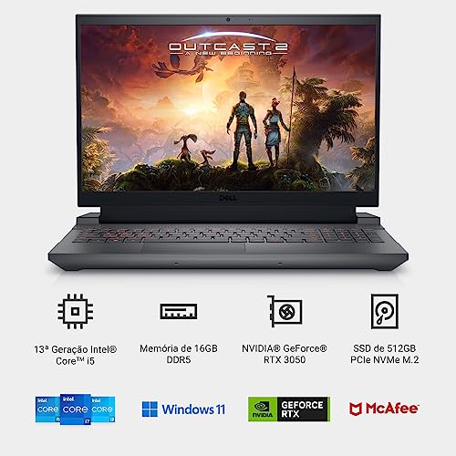 DELL Notebook Gamer G15-i1300-M30P 15.6'' FHD 13ª Geração Intel Core i5 16GB 512GB SSD NVIDIA RTX 3050 Windows 11 glide