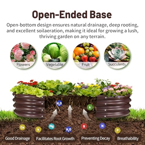 Jardinière surélevée galvanisée GOOZOO en métal robuste ovale pour aménagement premium - 5