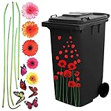 2. [Embellece el bote de basura] Las pegatinas de decoración floral son principalmente de color rojo cálido, agregan colores brillantes a tu bote de basura y se coordinan con otras plantas naturales en el jardín, brindándote una buena experiencia visual.