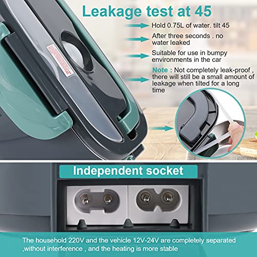 Budth 80W Electric Lunch Box, Portable Food Warmer For Car Truck Office Construction Site, 12V 24V 110-230V Adapter, Leak Proof, 304 Stainless Steel Container, Ss Fork & Spoon And Carry Bag (Green) #TOP5
