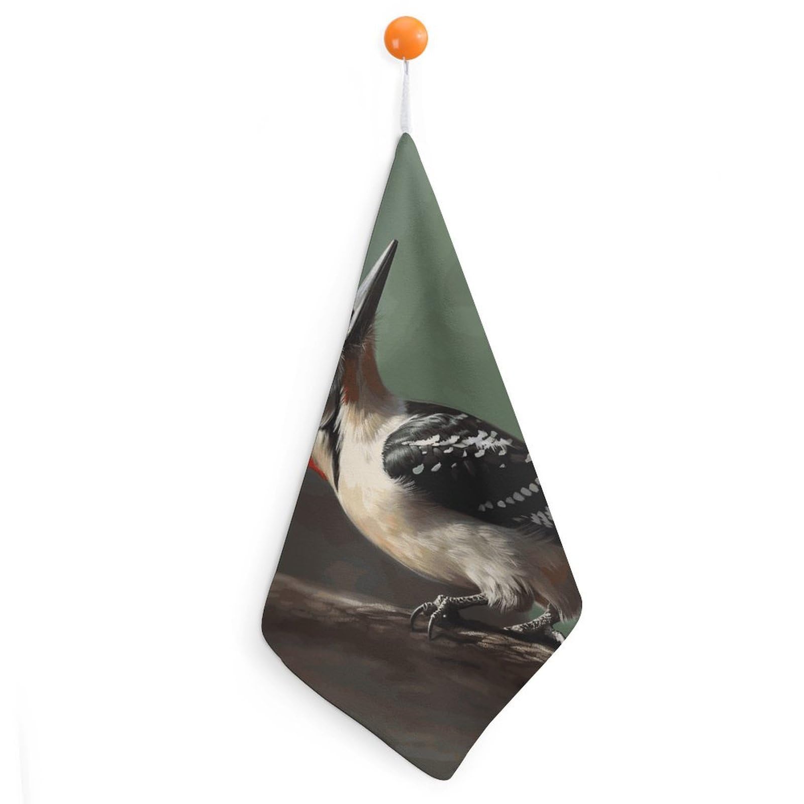 LDGSUPH Woodpecker Hand Towels Fashion Hand Face Towel with Hanging Strap Absorbent Soft Decorative Towel Fade Resistant Cozy Face Cloths for Kitchen Gym Bathroom Towels 1PCS
