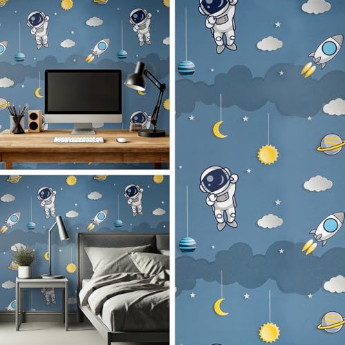 Papel de Parede Infantil Astronauta - Autocolante Adesivo 5 Metros x 45 cm