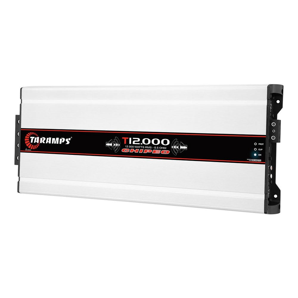 Taramps T 12.000 Chipeo 0.5 Ohm 12000 Watts Rms 12.6 Volts, 1 Channel, Car Audio Amplifier, Perfect for Subwoofers, High Power Class D, Mosfet Monoblock Digital, RCA Input, Gain Control, Smart Cooler