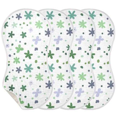 Boho Simple Style Galaxy Leaves Flowers Cotton Burp Cloths Baby Soft and Absorbent spit up Rags for Unisex boy and Girl Set of 2, 22x11in3