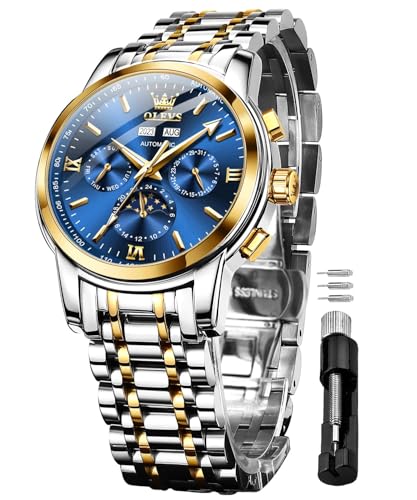 Montre automatique OLEVS squelette luxe en acier noir
