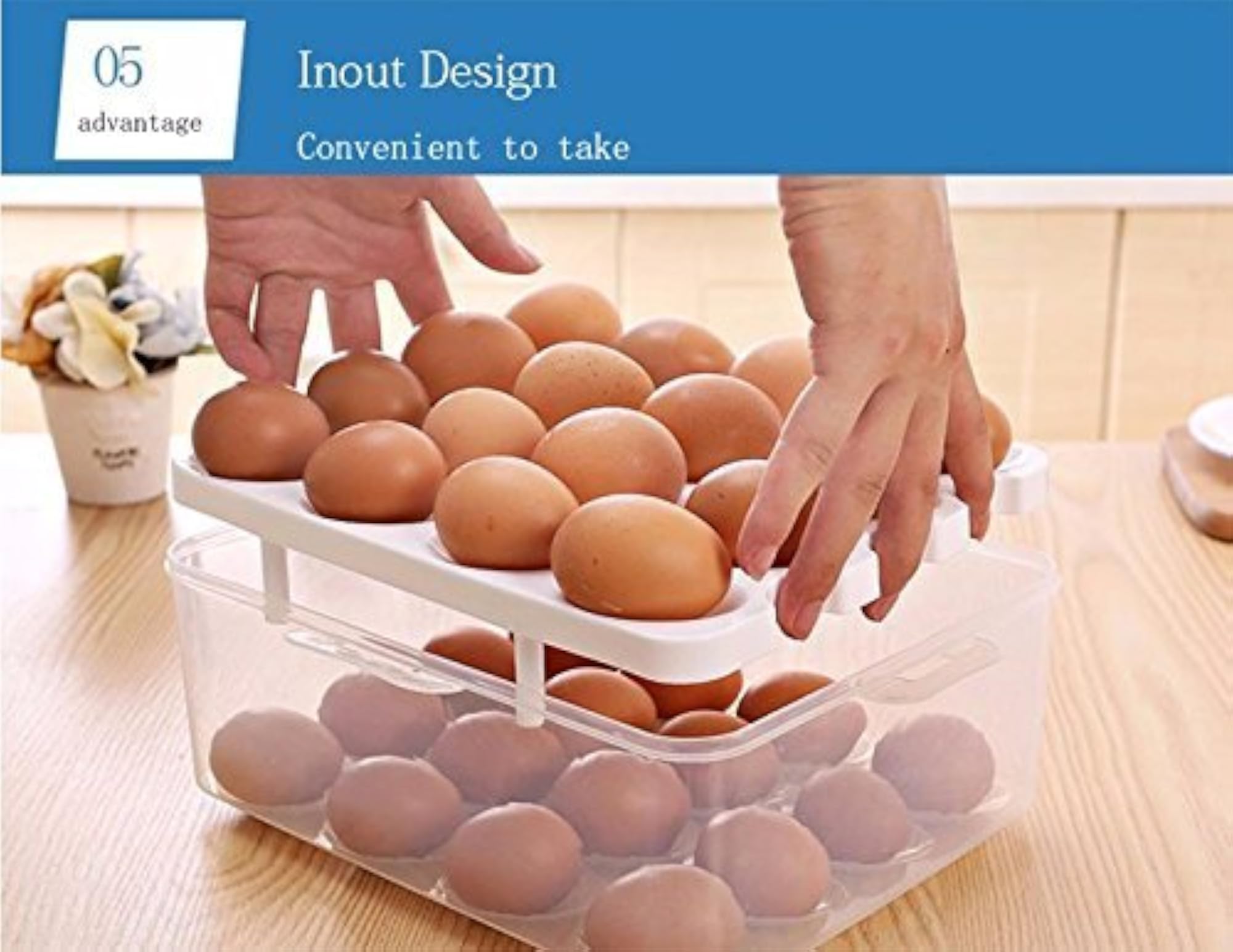 Double Layer Egg Storage Box with Lid