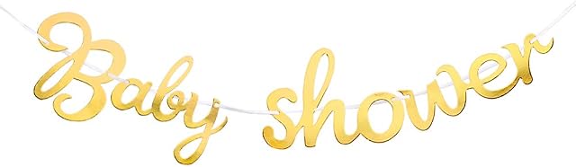 VINFUTUR Baby Shower Bunting Banner Gold Baby Shower Decoration for Boy Girl Baby Birthday Party Backdrop Decoration (Gold)