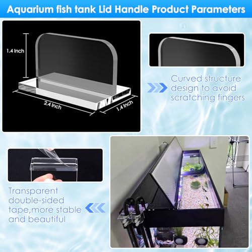 Image of NestBasics 6pcs Aquarium lid Hinge Acrylic Fish Tank Glass Canopy Handle Fish Tank Hood top Cover Replacement Double Tape Pull Handle