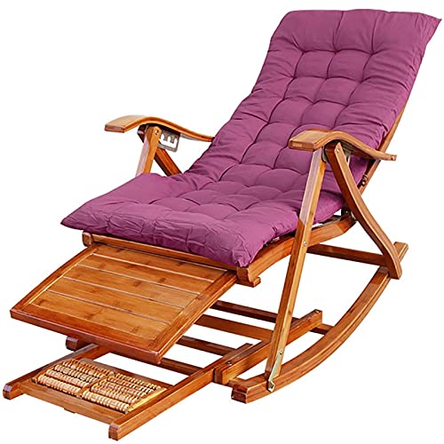 Silla de playa plegable de madera para exteriores, con 5 niveles, reclinable, más cómoda, plegable, para uso en interiores y exteriores, color morado