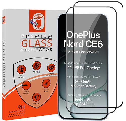Image of STP FEEL Premium Tempered Glass Screen Protector Guard Compatible For Oneplus Nord CE6 5G (6.78 Inch, Pack of 2) | Edge to Edge Coverage With Easy to installation kit for Smartphone