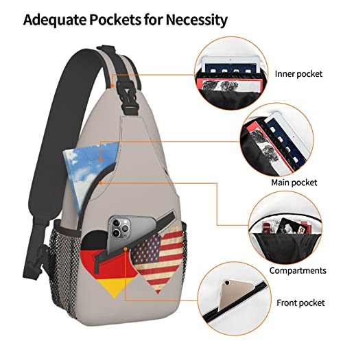 Mochila tipo bandolera unisex con banderas de Alemania y EE.UU. miniatura 5