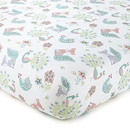 Levtex Baby – Fiona Crib Bed Set – Baby Nursery Set – Pink, Teal, White – Woodland Forest Theme – 5 Piece Set Includes Quilt, Fitted Sheet, Diaper Stacker, Wall Decal & Crib Skirt/Dust Ruffle