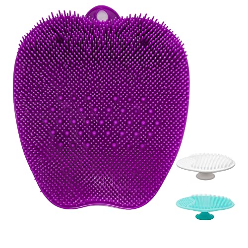Shower Foot Scrubber Mat with TWO FREE Face Cleansing Pads. Shower Foot Massager, Foot Scrubber & Acupressure Mat. Foot Spa w/Non-Slip Suction Cups, Feet Cleaning Foot Bath AND Exfoliating Face Scrub